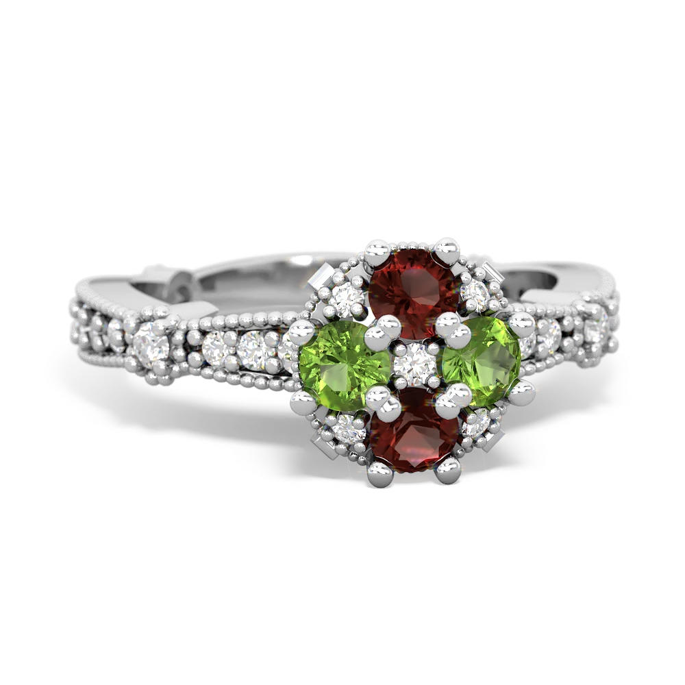 Garnet Sparkling Tiara Cluster 14K White Gold ring R26293RD