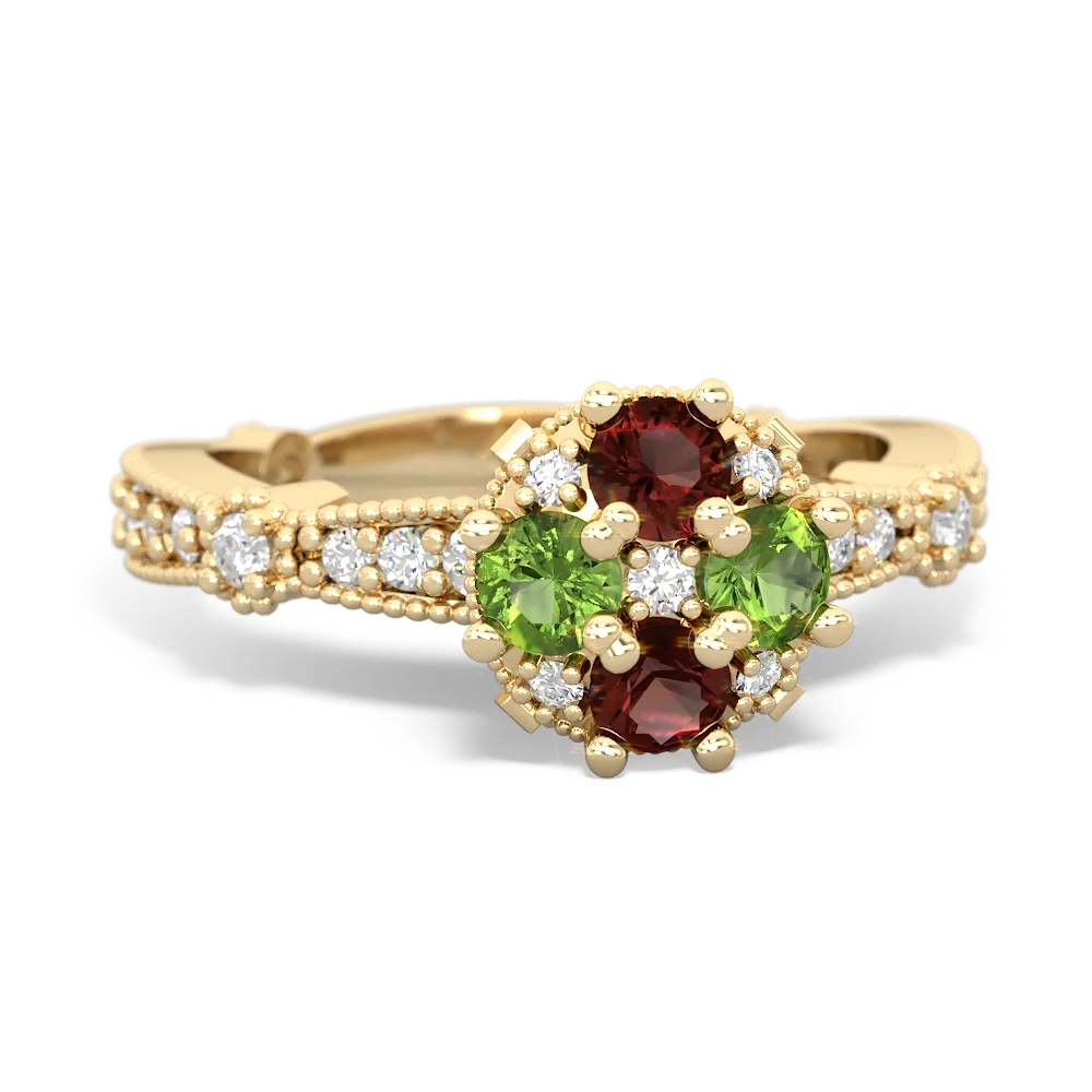 Garnet Sparkling Tiara Cluster 14K Yellow Gold ring R26293RD