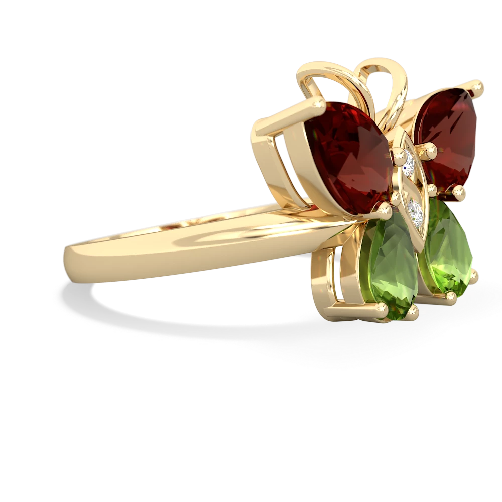 Garnet Butterfly 14K Yellow Gold ring R2215