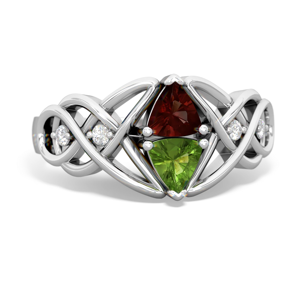 Garnet Keepsake Celtic Knot 14K White Gold ring R5300