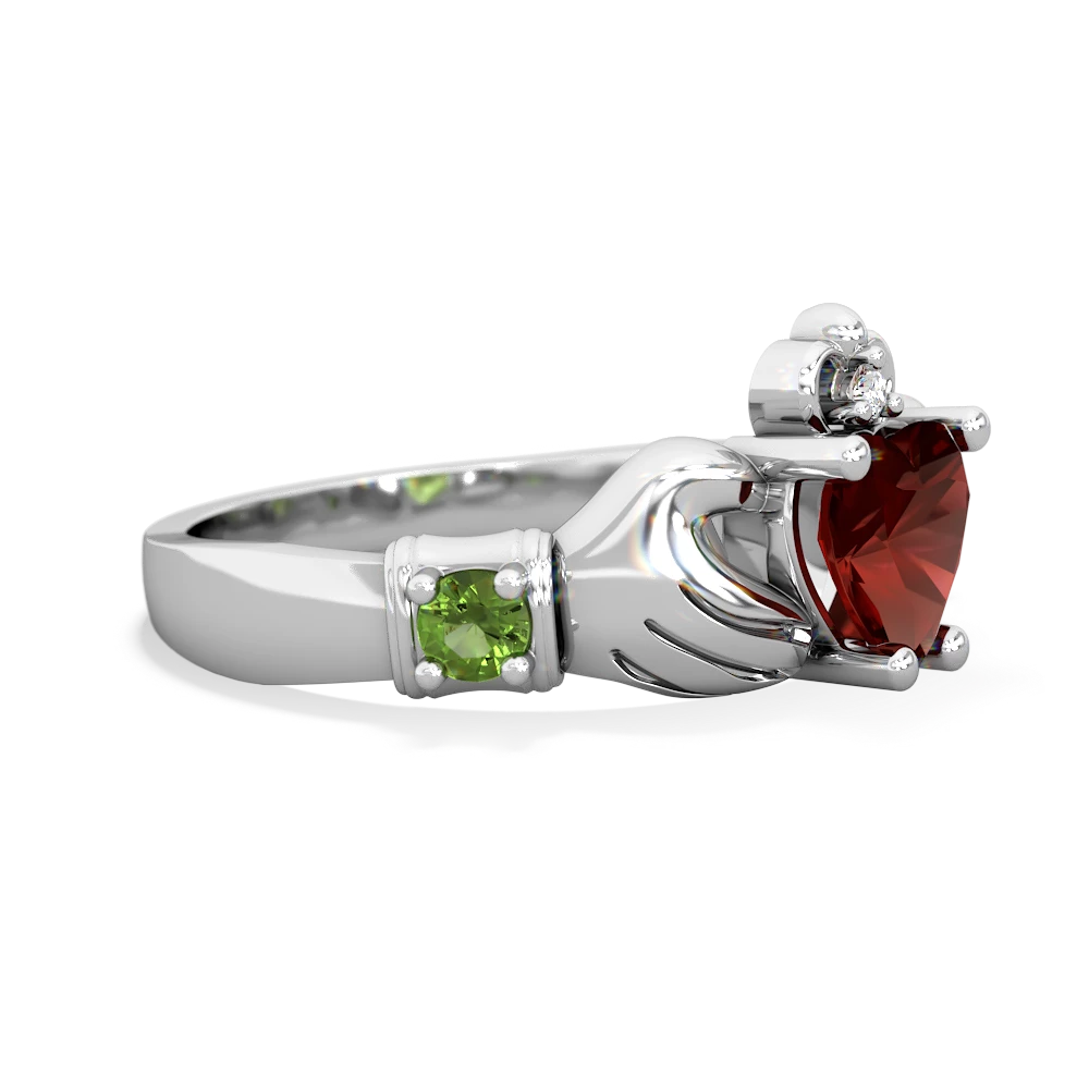 Garnet Claddagh Keepsake 14K White Gold ring R5245