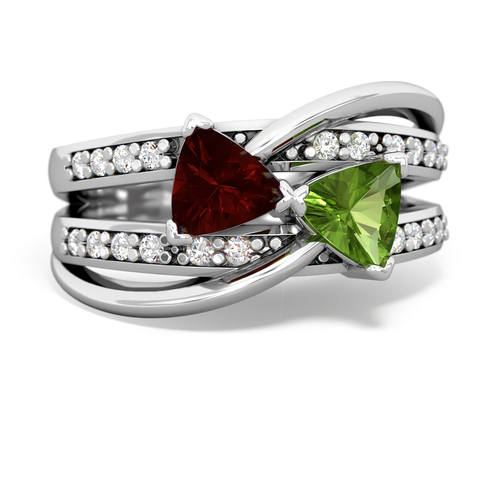 Garnet Bowtie 14K White Gold ring R2360