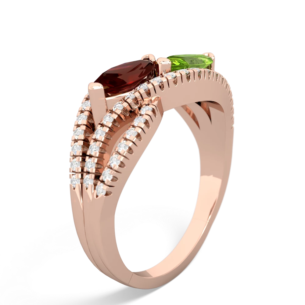 Garnet Diamond Rivers 14K Rose Gold ring R3070