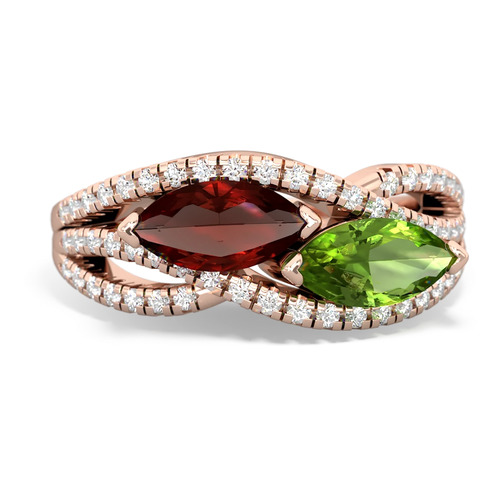 Garnet Diamond Rivers 14K Rose Gold ring R3070