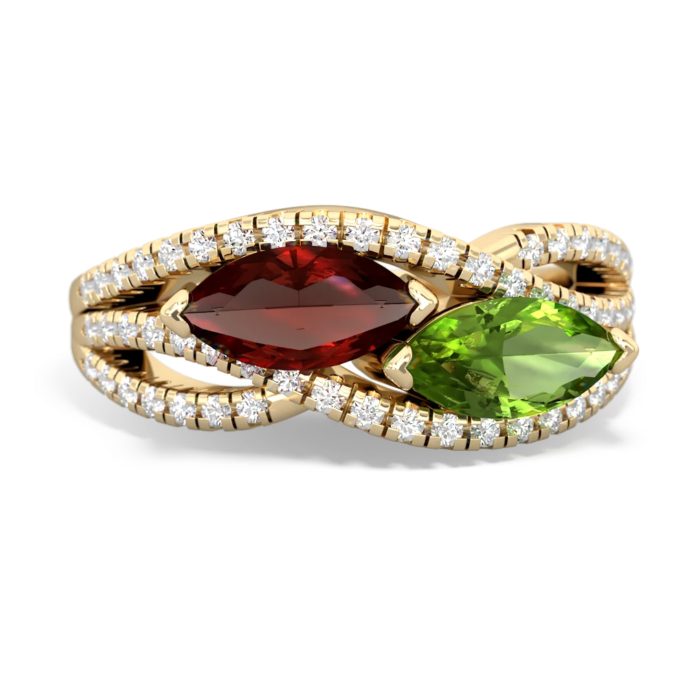 Garnet Diamond Rivers 14K Yellow Gold ring R3070