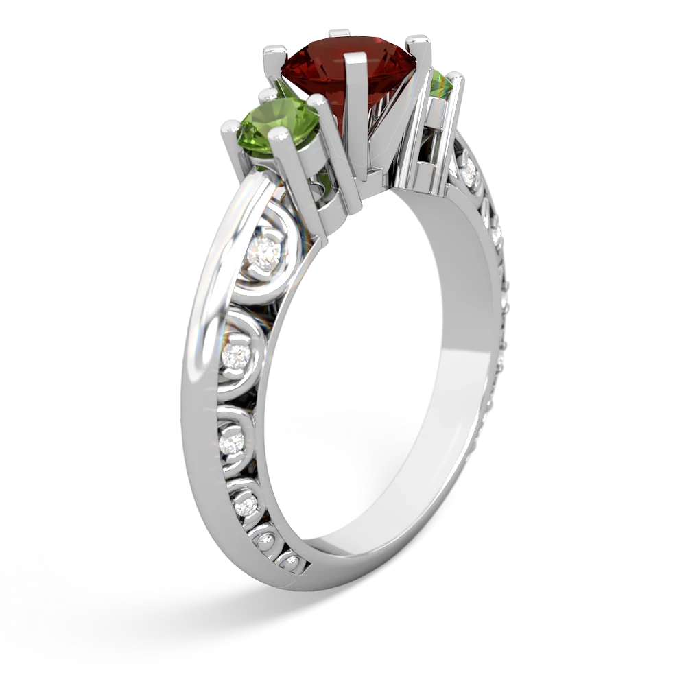 Garnet Art Deco Eternal Embrace Engagement 14K White Gold ring C2003