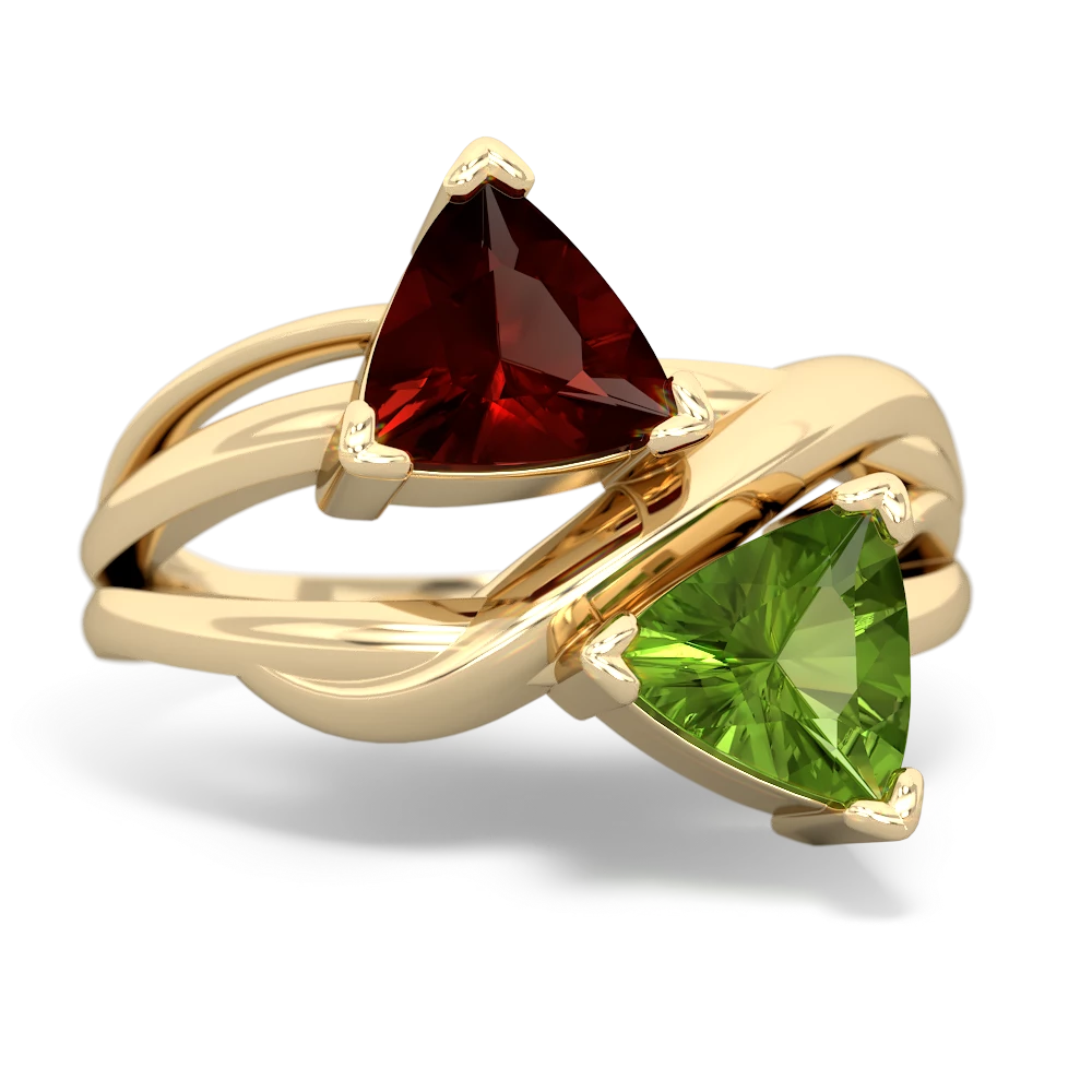 Garnet Split Band Swirl 14K Yellow Gold ring R2341