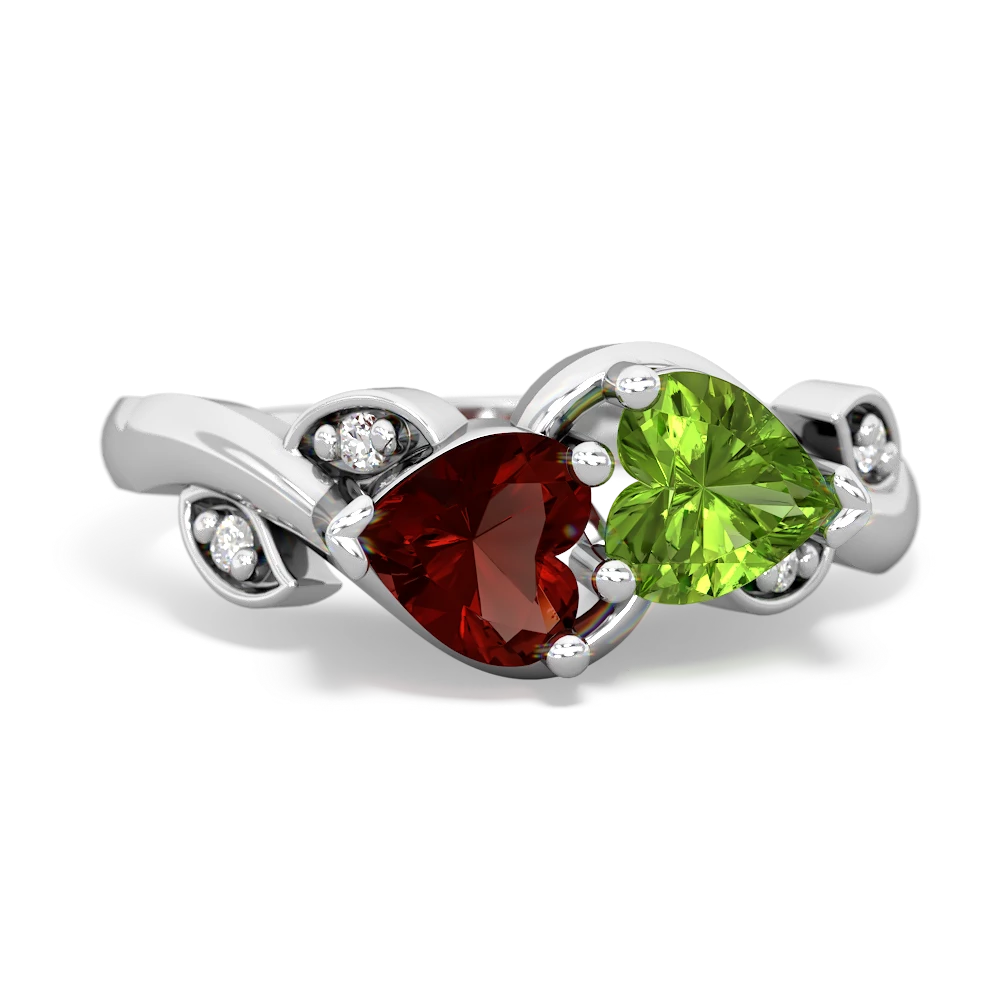 Garnet Floral Elegance 14K White Gold ring R5790