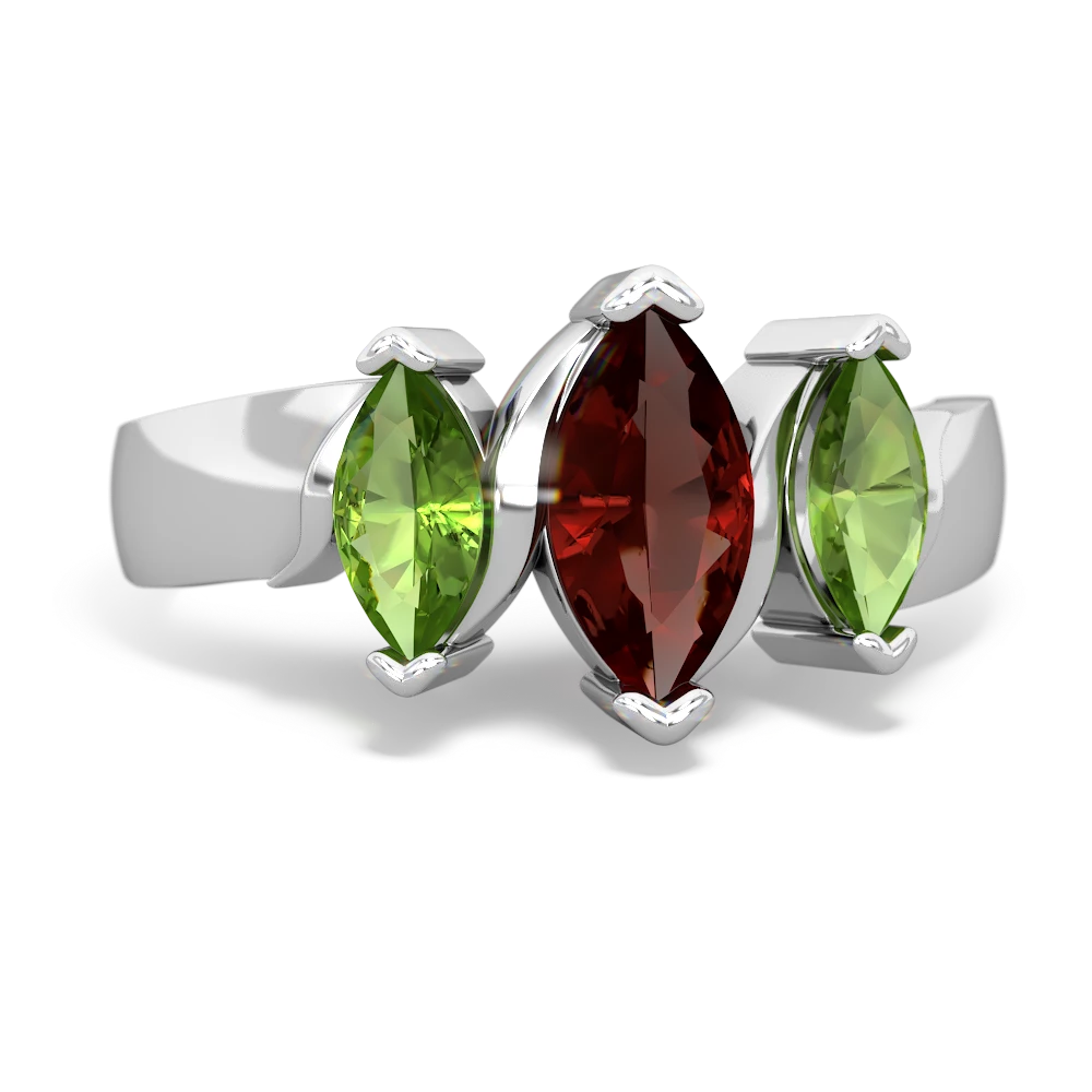 Garnet Three Peeks 14K White Gold ring R2433