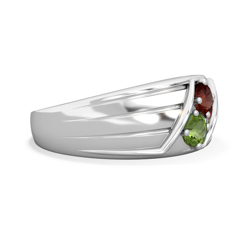 Garnet Men's Streamline 14K White Gold ring R0460