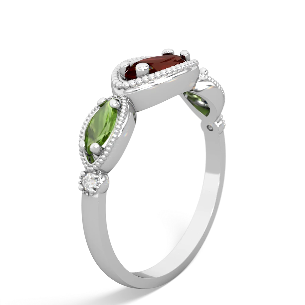 Garnet Milgrain Marquise 14K White Gold ring R5700