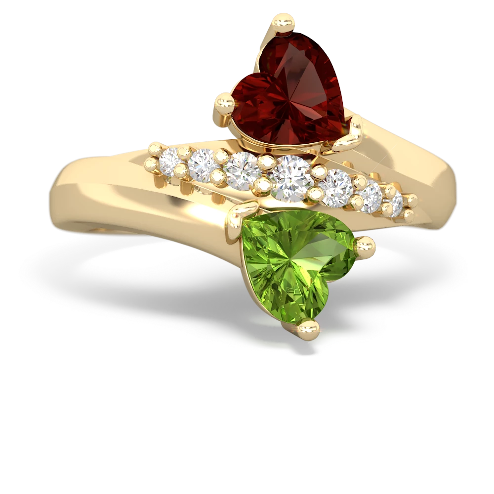 Garnet Heart To Heart 14K Yellow Gold ring R2064