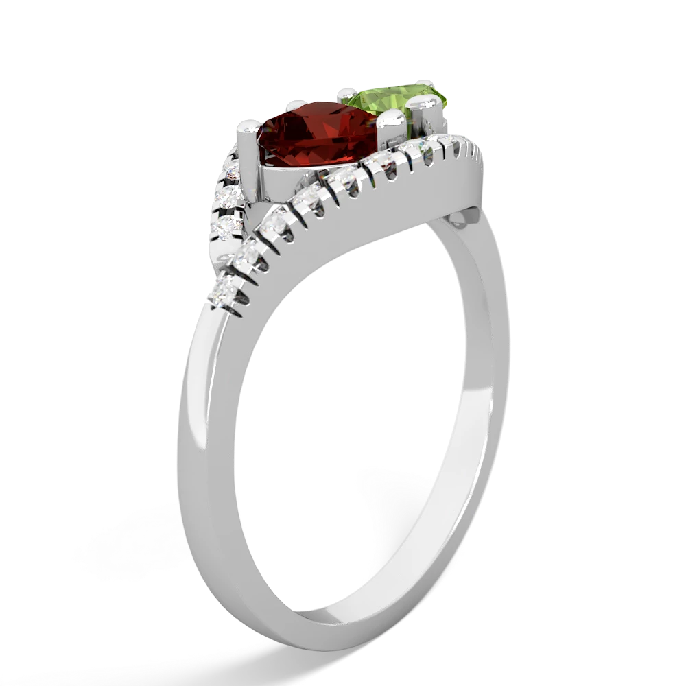 Garnet Mother And Child 14K White Gold ring R3010