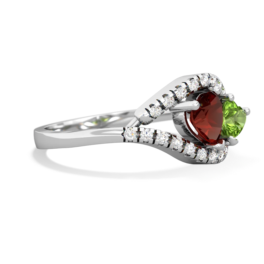 Garnet Mother And Child 14K White Gold ring R3010