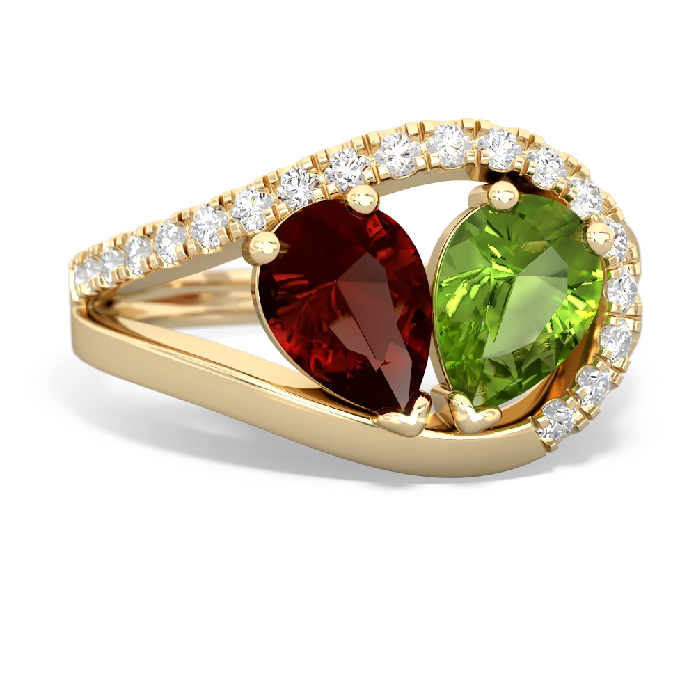 Garnet Nestled Heart Keepsake 14K Yellow Gold ring R5650