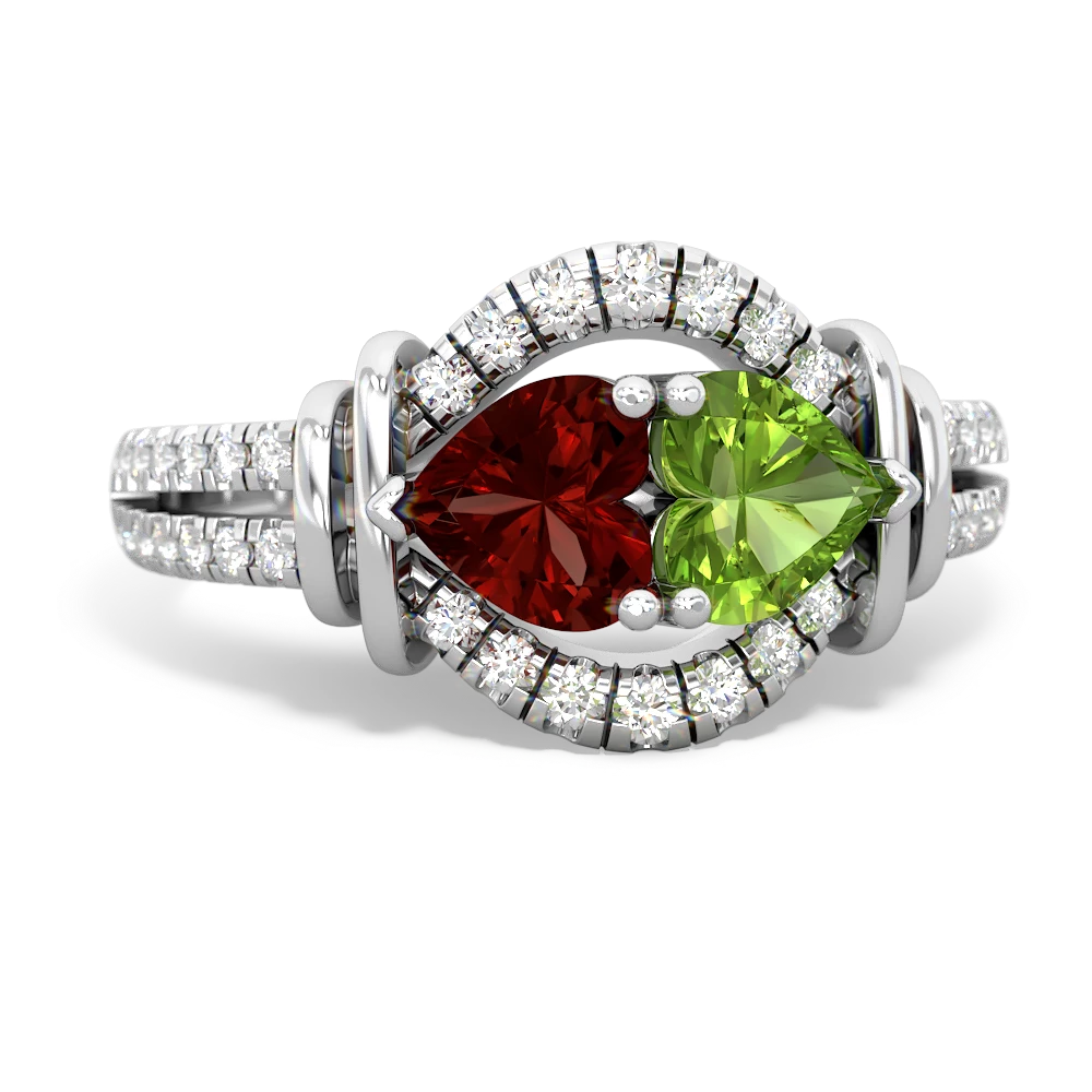 Garnet Art-Deco Keepsake 14K White Gold ring R5630