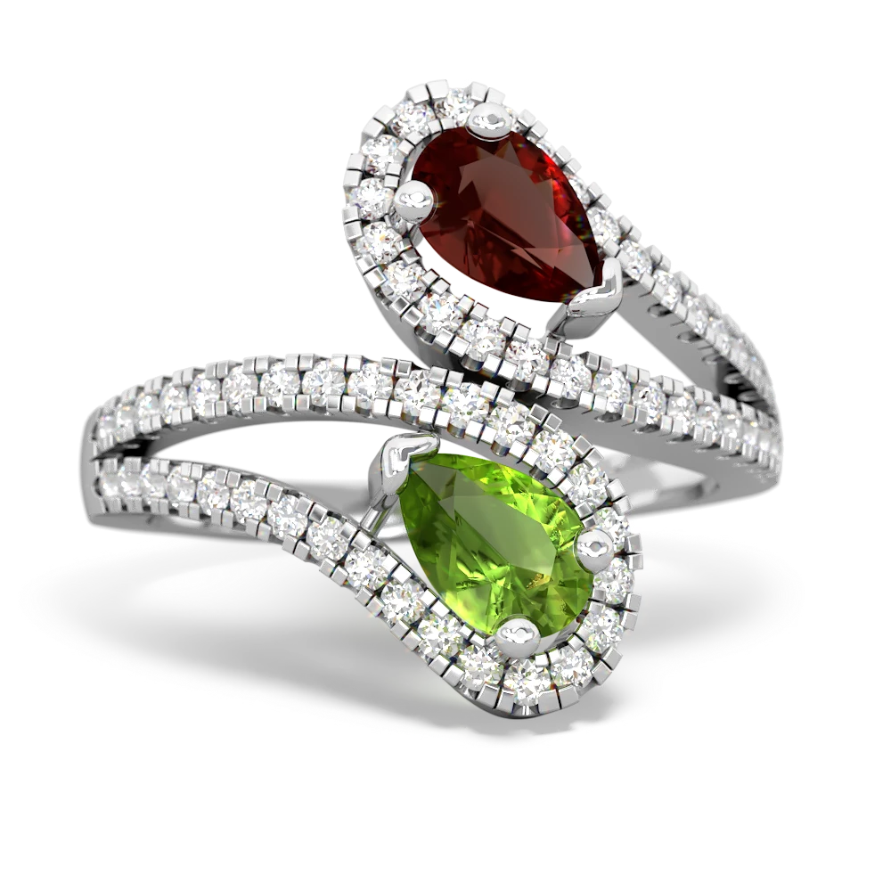 Garnet Diamond Dazzler 14K White Gold ring R3000