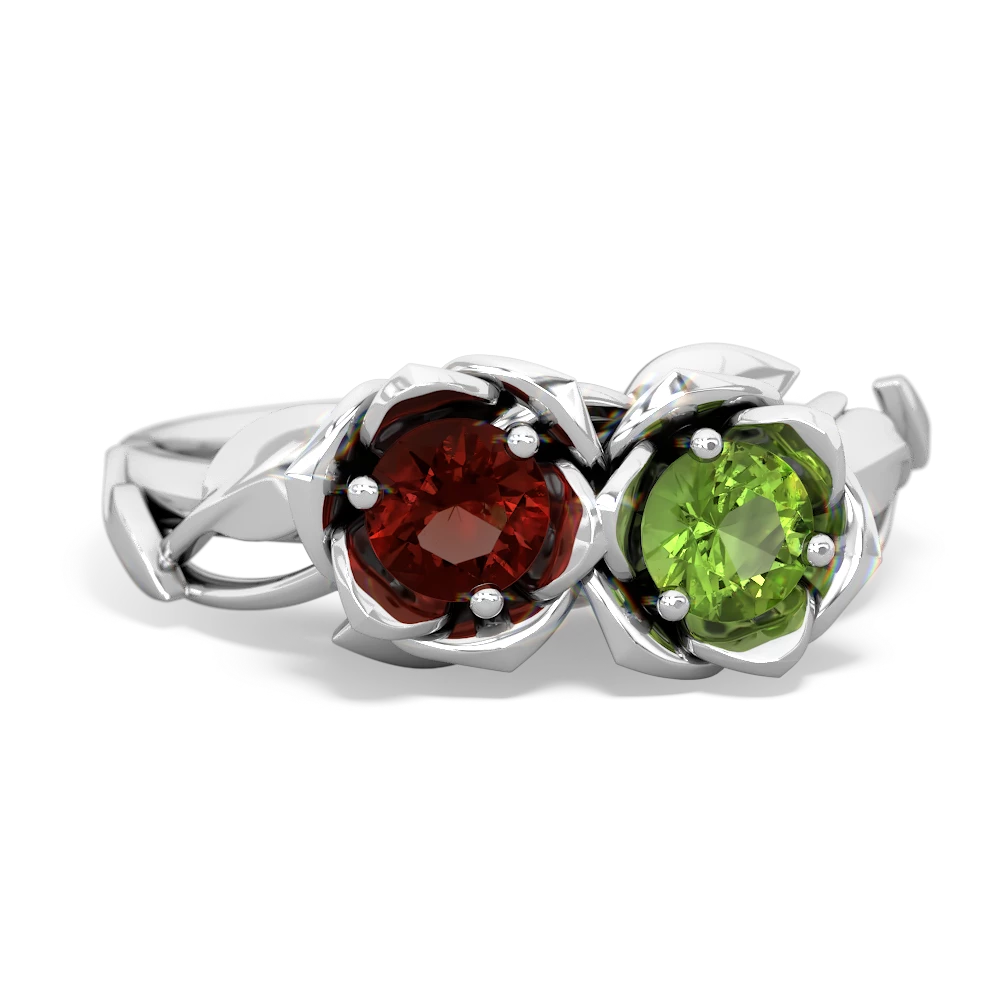 Garnet Rose Garden 14K White Gold ring R5510