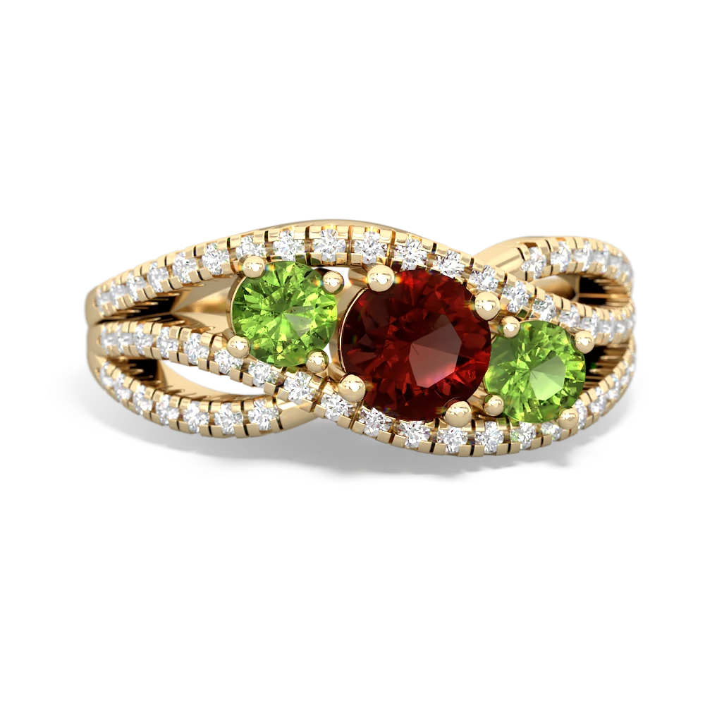 Garnet Three Stone Aurora 14K Yellow Gold ring R3080