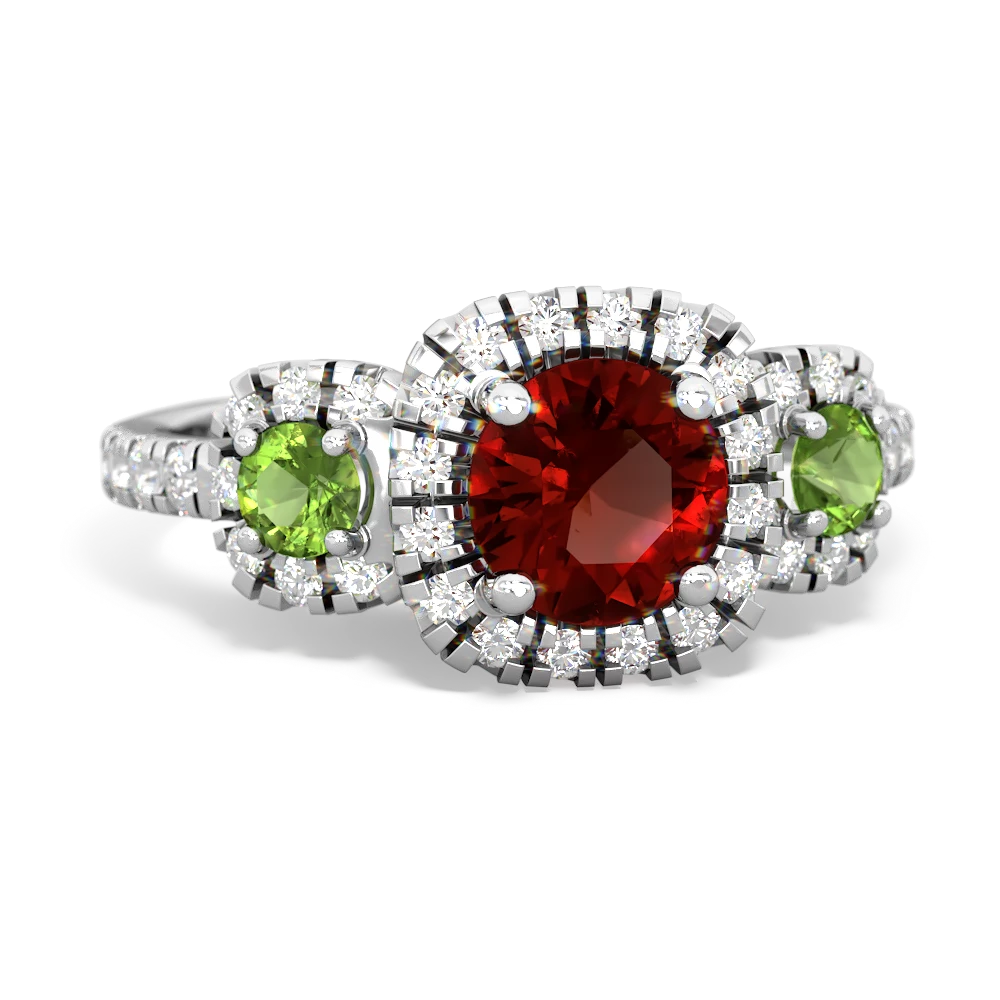 Garnet Regal Halo 14K White Gold ring R5350