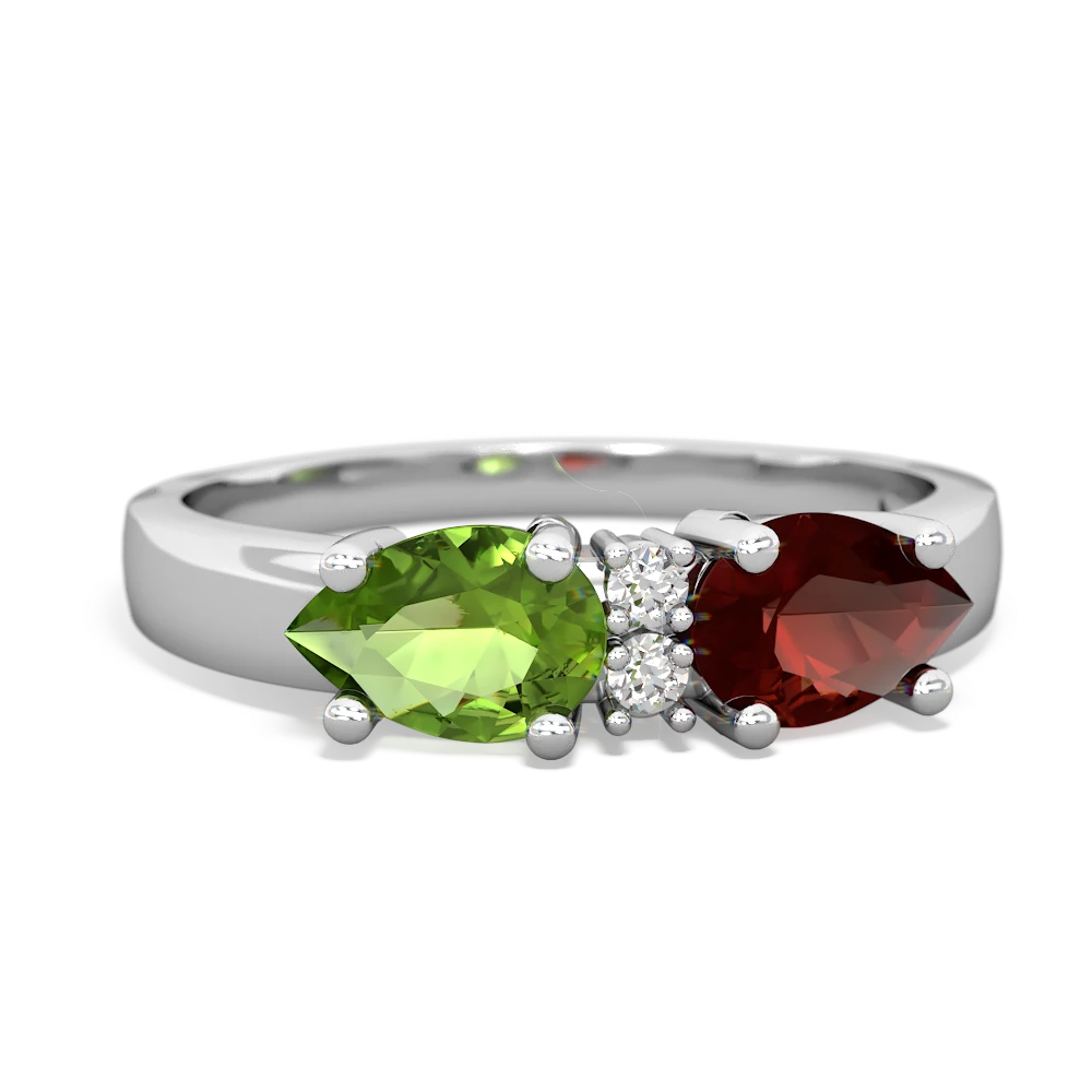 Garnet Pear Bowtie 14K White Gold ring R0865