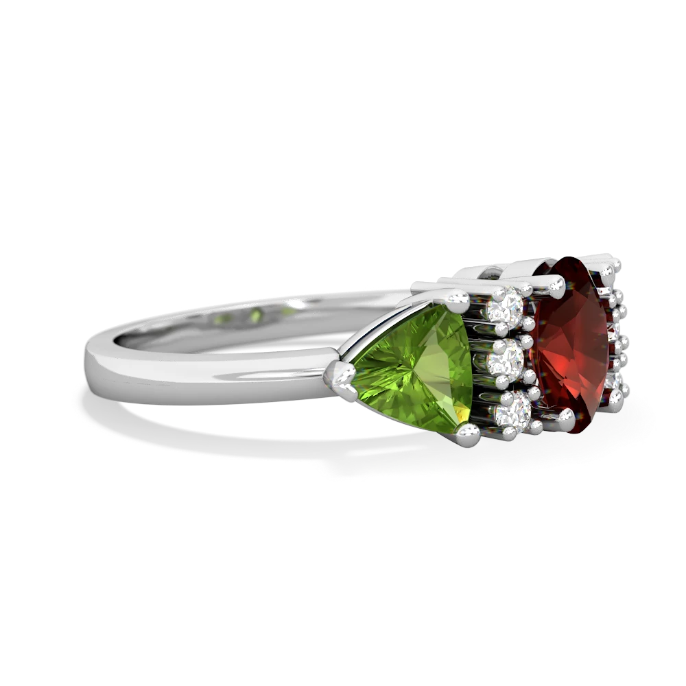 Garnet Antique Style Three Stone 14K White Gold ring R2186