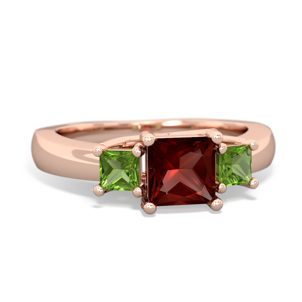 Garnet Three Stone Trellis 14K Rose Gold ring R4015