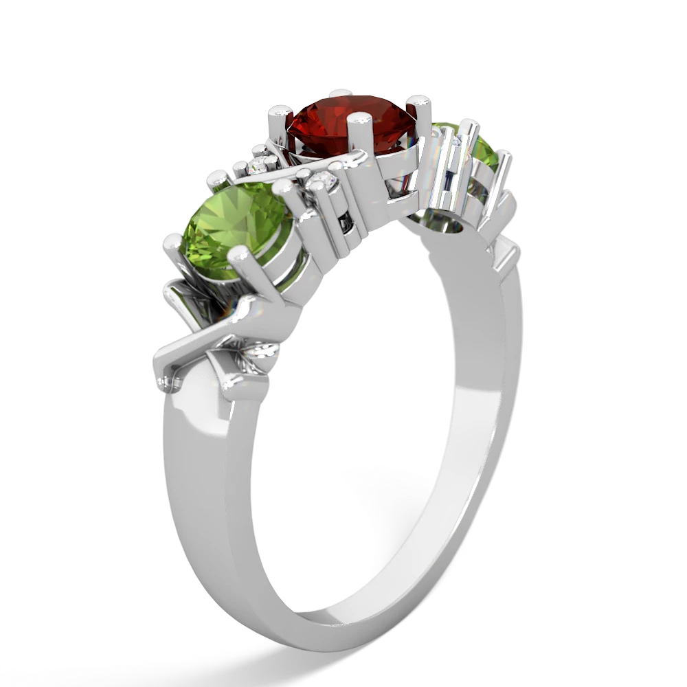 Garnet Hugs And Kisses 14K White Gold ring R5016