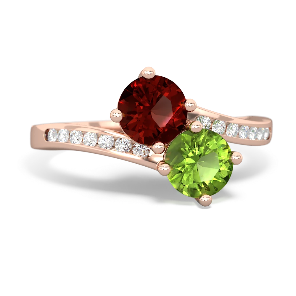 Garnet Channel Set Two Stone 14K Rose Gold ring R5303