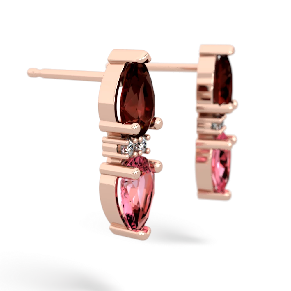 Garnet Bowtie Drop 14K Rose Gold earrings E0865