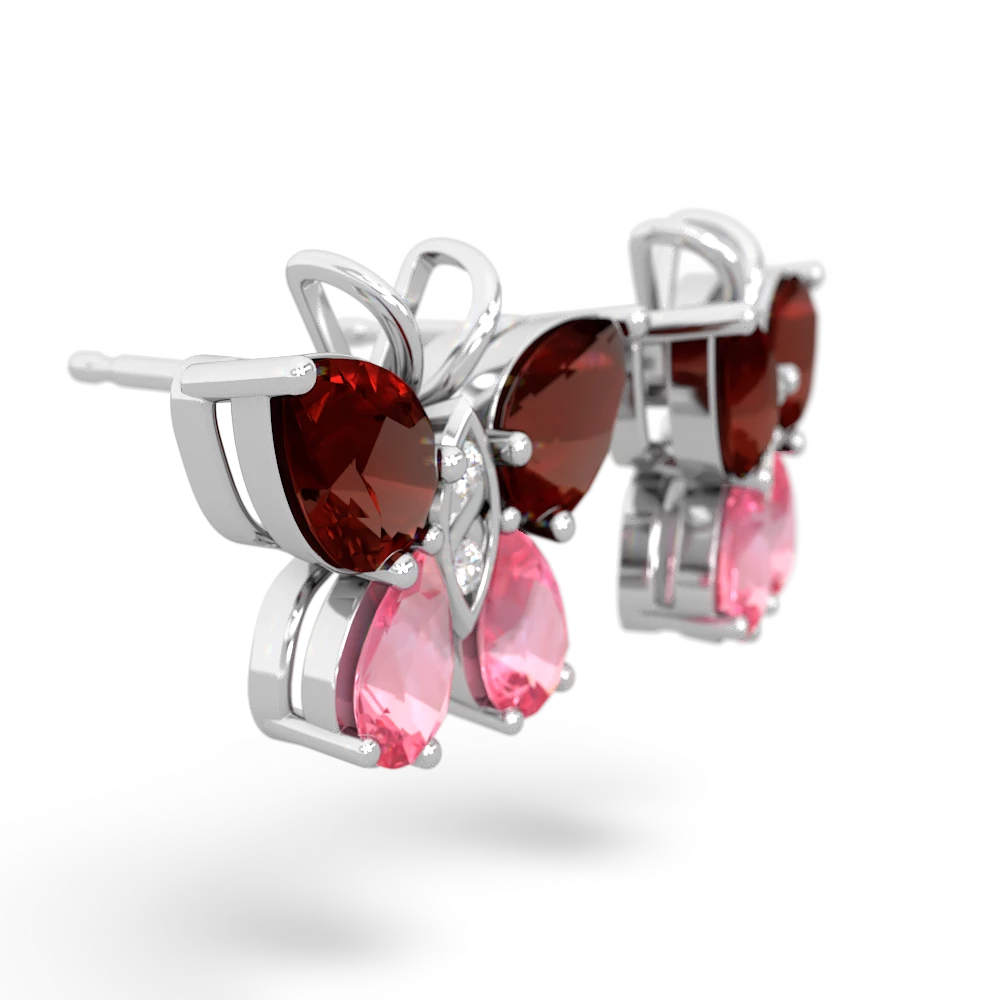 Garnet Butterfly 14K White Gold earrings E2215