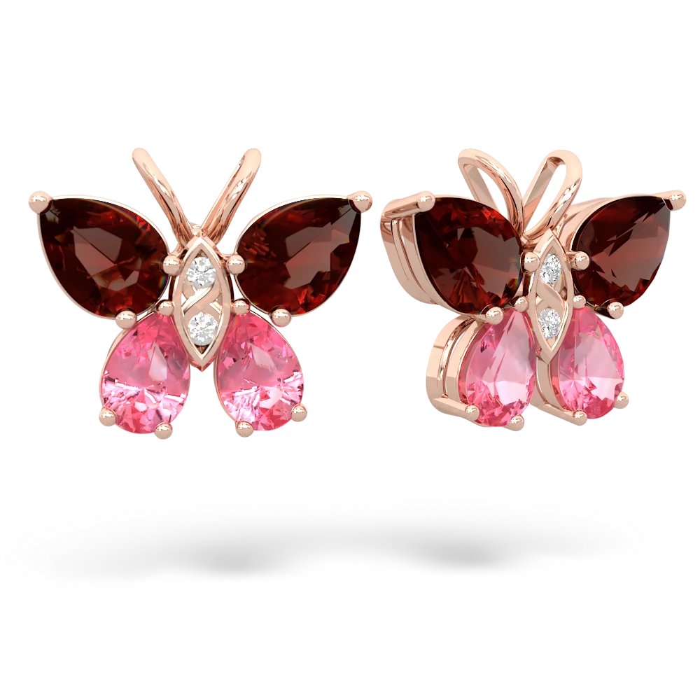 Garnet Butterfly 14K Rose Gold earrings E2215