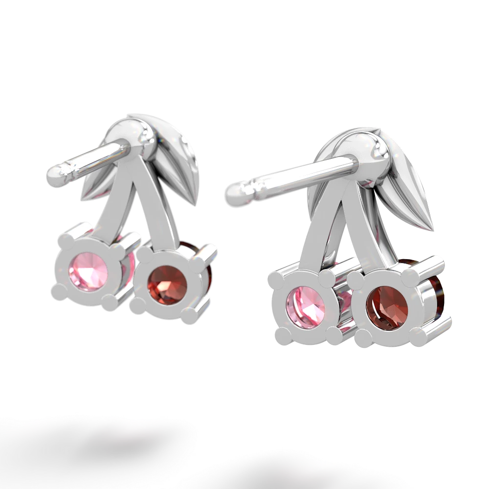 Garnet Sweet Cherries 14K White Gold earrings E7001