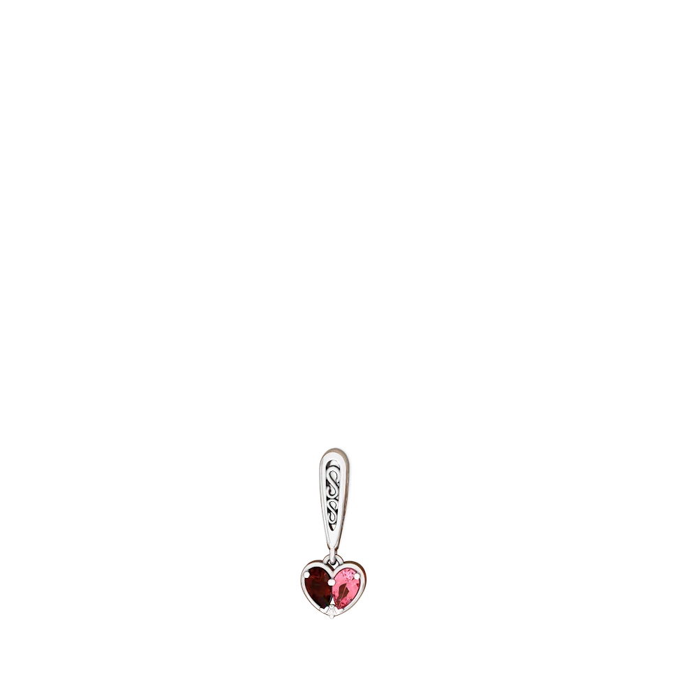 Garnet Filligree Heart 14K White Gold earrings E5070