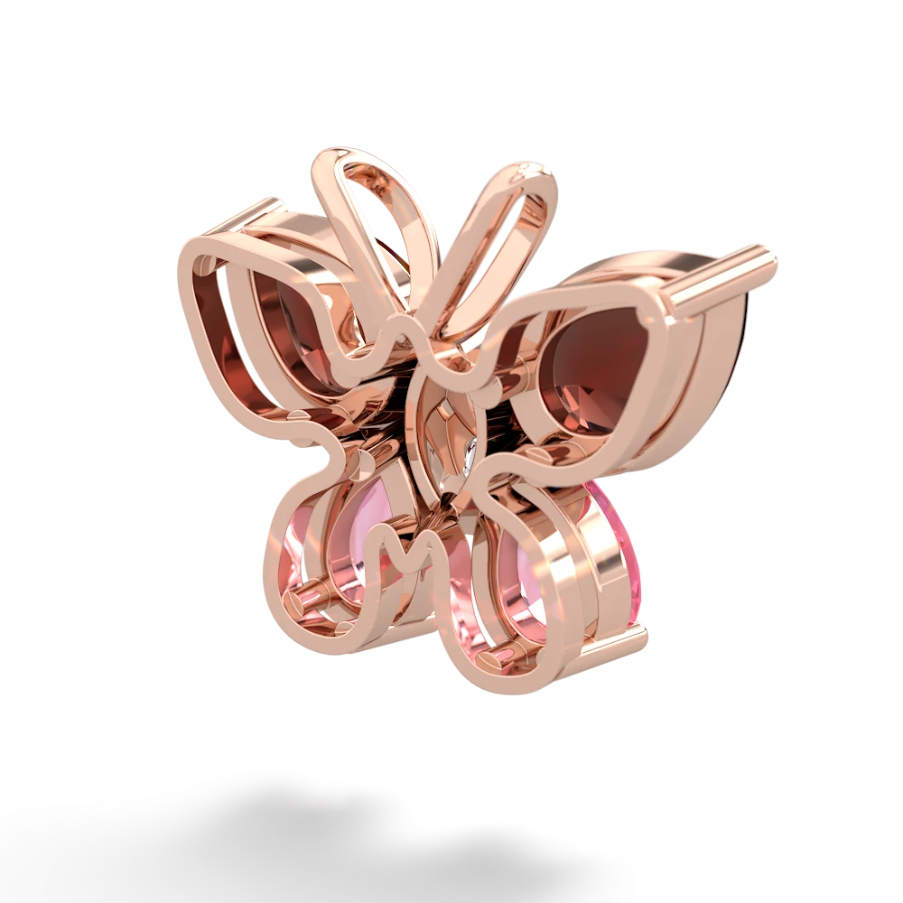 Garnet Butterfly 14K Rose Gold pendant P2215