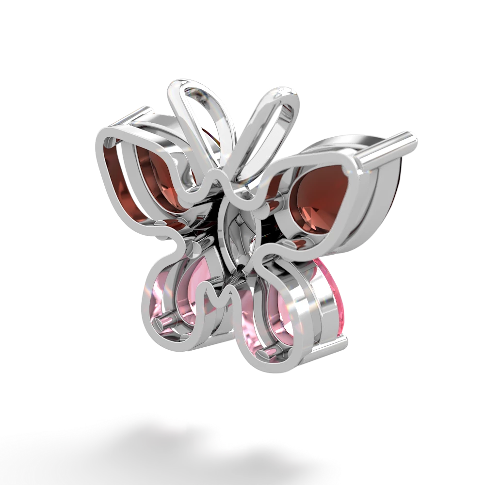 Garnet Butterfly 14K White Gold pendant P2215