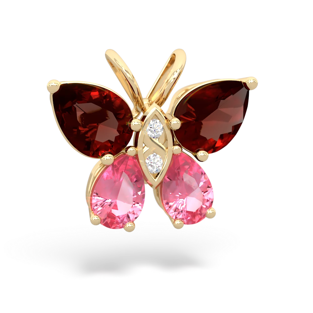 Garnet Butterfly 14K Yellow Gold pendant P2215