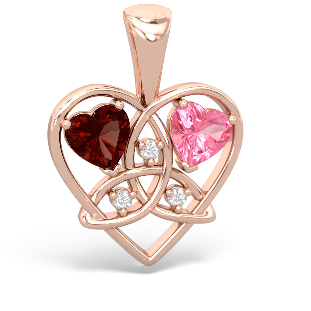 Garnet Celtic Trinity Heart 14K Rose Gold pendant P5331