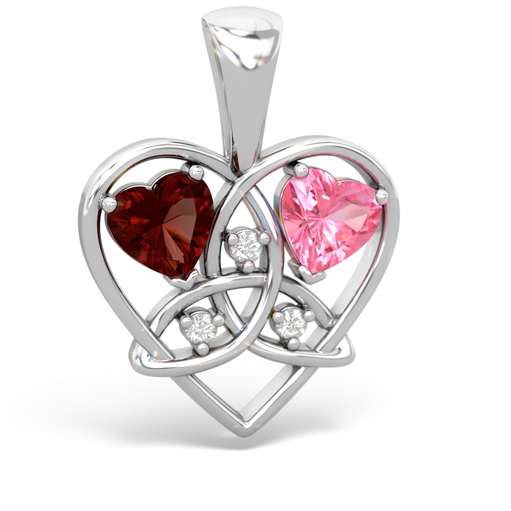 Garnet Celtic Trinity Heart 14K White Gold pendant P5331