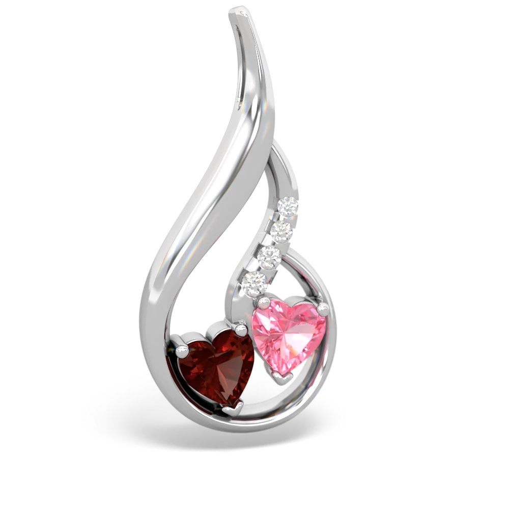 Garnet Keepsake Curves 14K White Gold pendant P5450