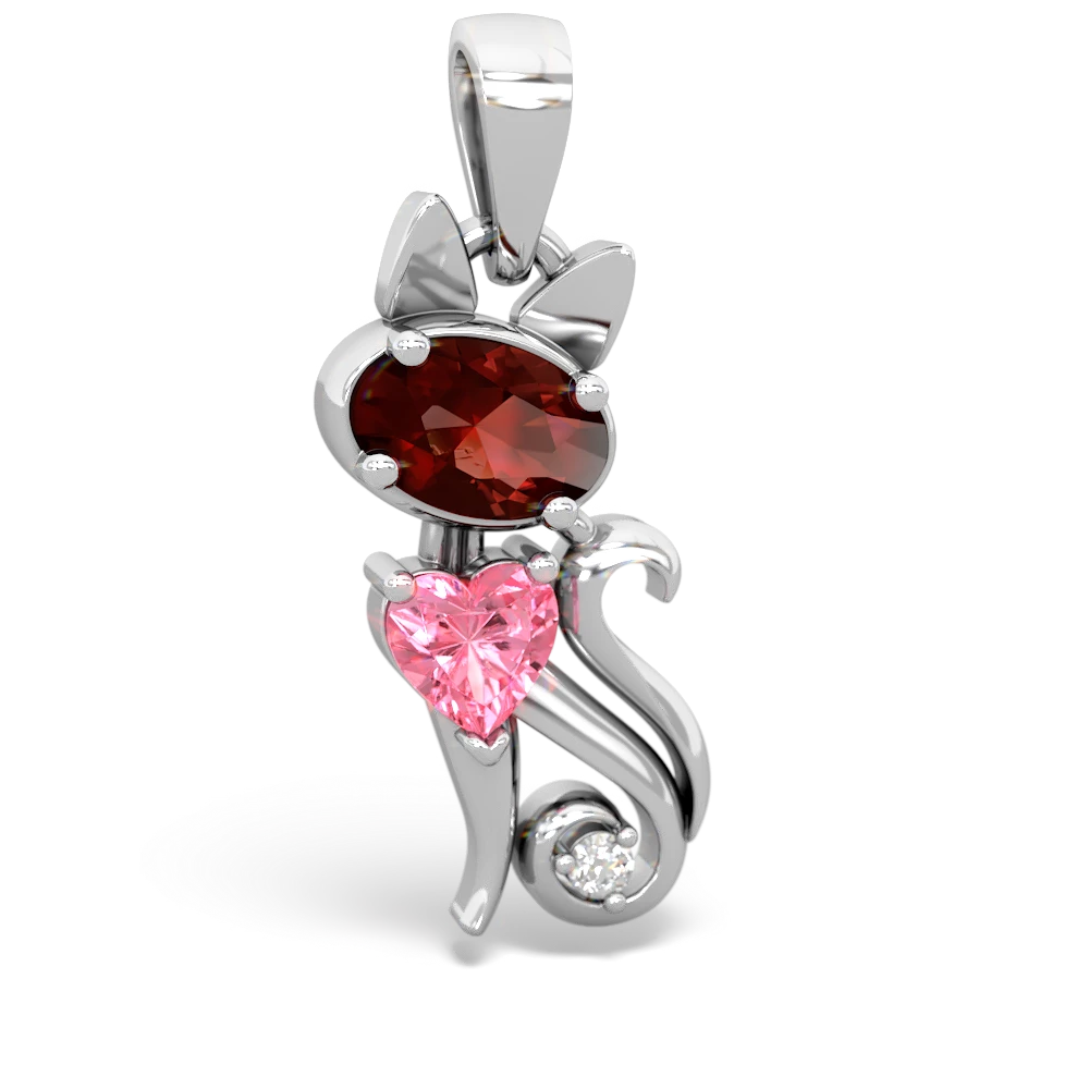 Garnet Kitten 14K White Gold pendant P5780