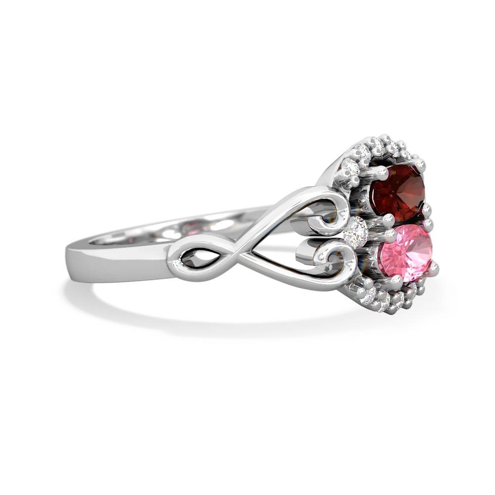 Garnet Love Nest 14K White Gold ring R5860