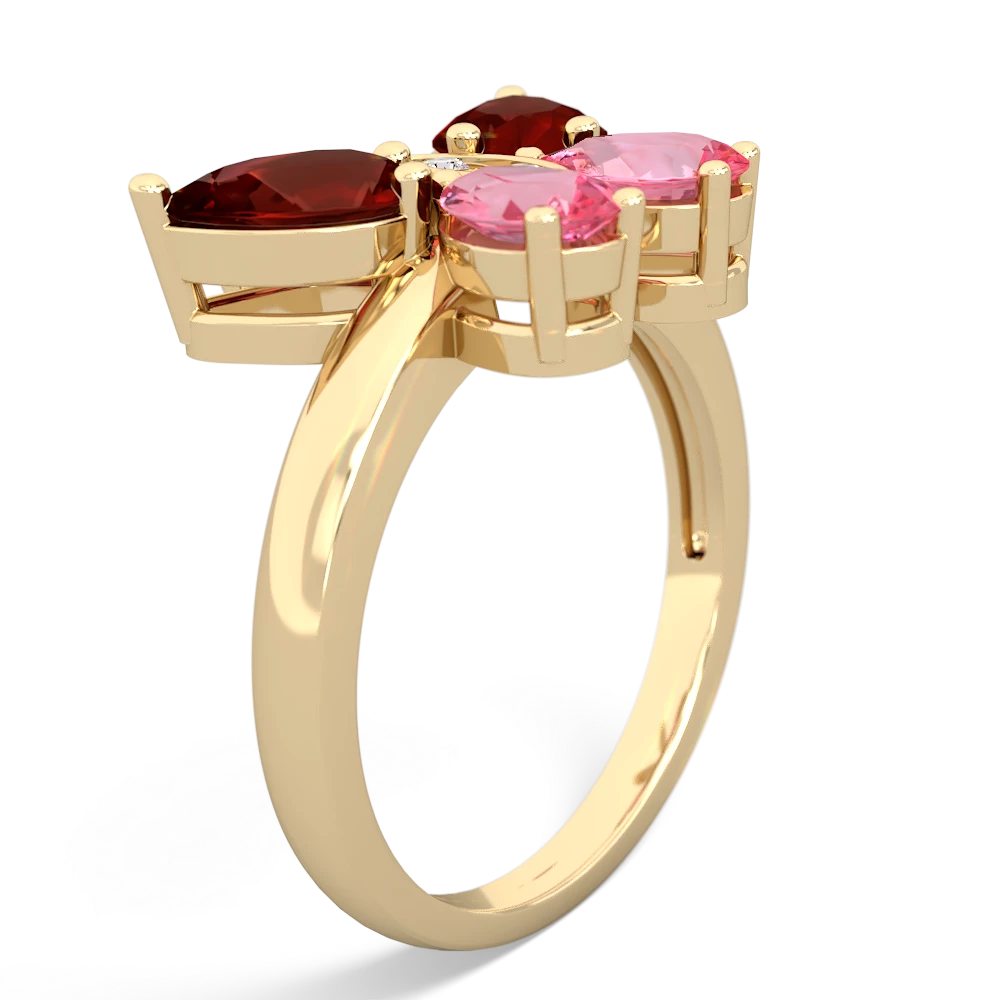 Garnet Butterfly 14K Yellow Gold ring R2215