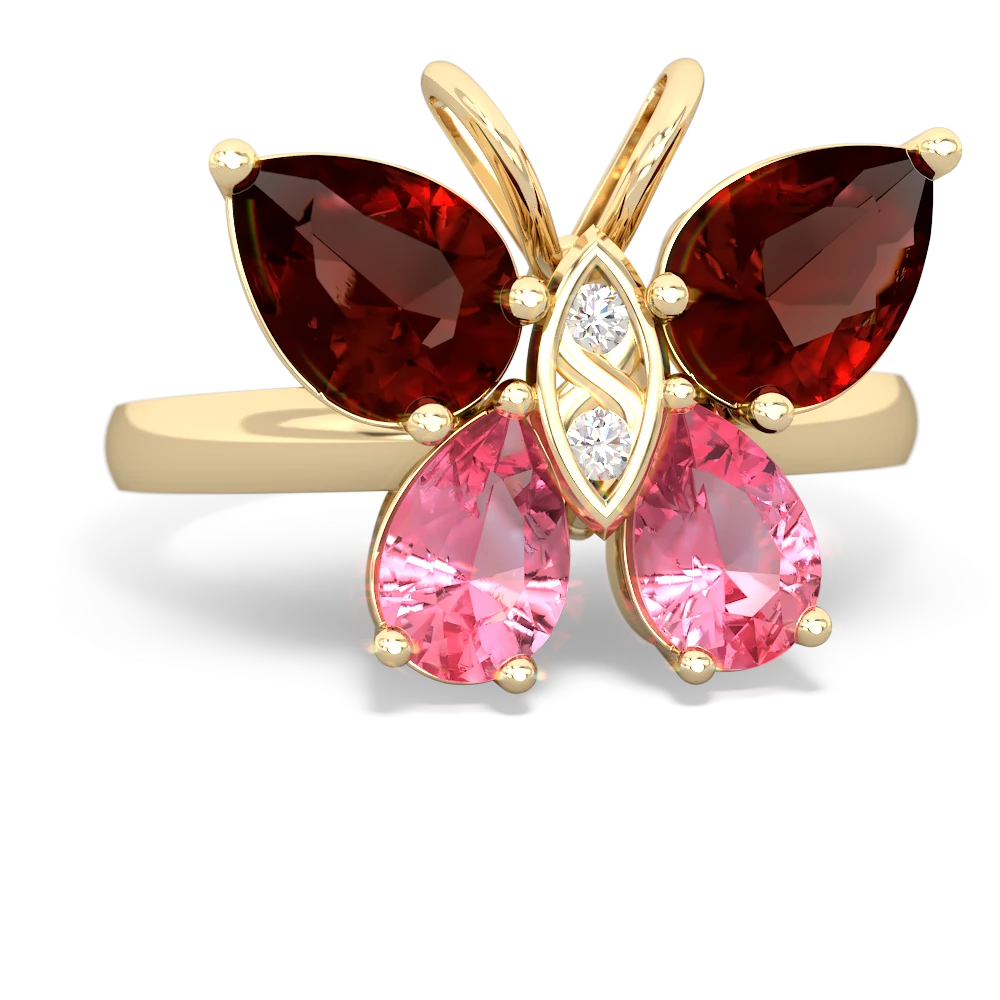 Garnet Butterfly 14K Yellow Gold ring R2215