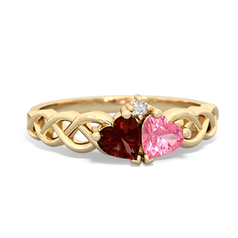 Garnet Heart To Heart Braid 14K Yellow Gold ring R5870