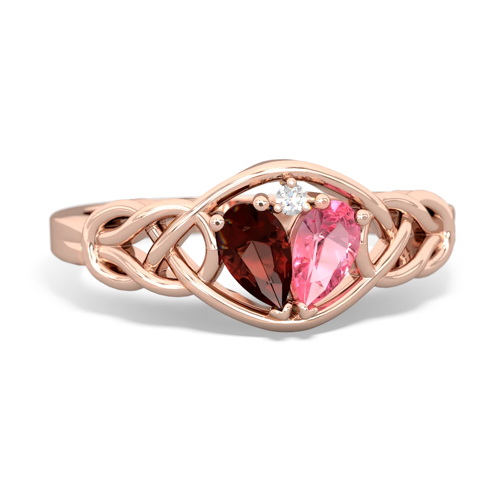 Garnet Celtic Love Knot 14K Rose Gold ring R5420