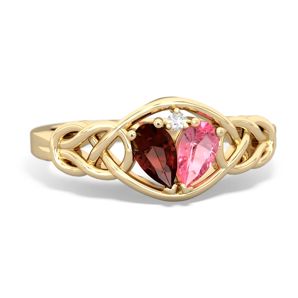 Garnet Celtic Love Knot 14K Yellow Gold ring R5420