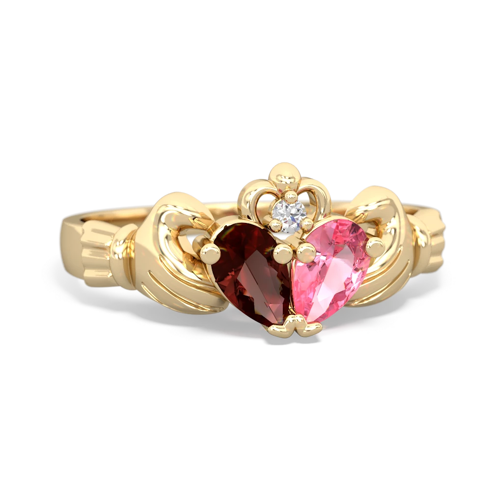 Garnet 'Our Heart' Claddagh 14K Yellow Gold ring R2388