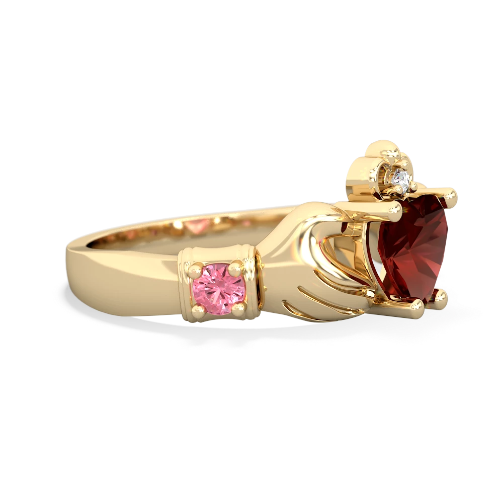 Garnet Claddagh Keepsake 14K Yellow Gold ring R5245