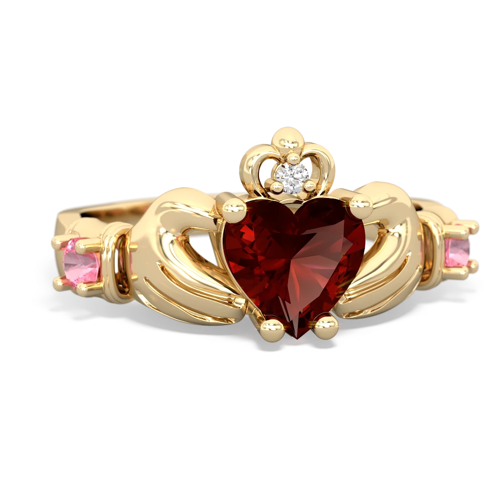 Garnet Claddagh Keepsake 14K Yellow Gold ring R5245